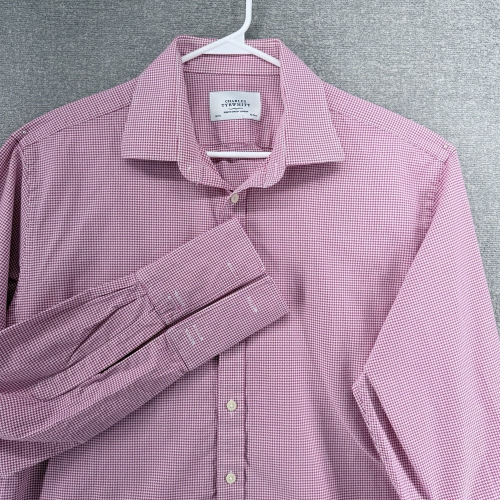 Charles Tyrwhitt Dress Shirt Men Size 18/37 Red French Cuff Button Up Business